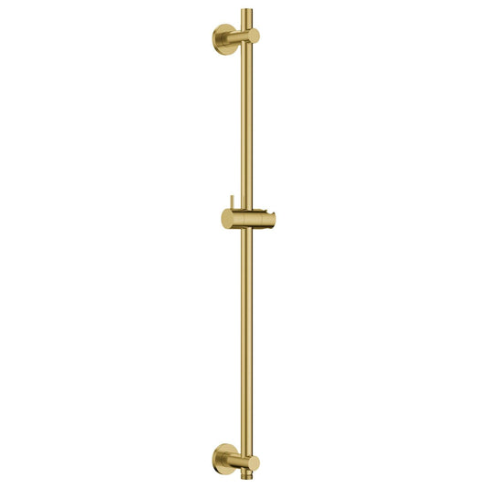 Flova Slide Rail With Integral Wall Outlet – Round Plate – Brushed Brass - BRB-LVSSWO - Envy Bathrooms Ltd