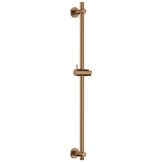 Flova Slide Rail With Integral Wall Outlet – Round Plate – Brushed Bronze - BRO-LVSSWO - Envy Bathrooms Ltd
