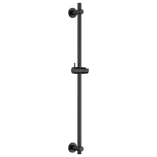 Flova Slide Rail With Integral Wall Outlet – Round Plate – Matt Black - MB-LVSSWO - Envy Bathrooms Ltd