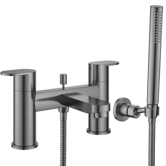 Flova Smart 2-Hole Deck Mounted Bath Shower Mixer Tap – Gun Metal - GM-SMBSM - Envy Bathrooms Ltd