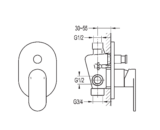 Flova Smart Concealed Manual Shower Valve with 2-Way Diverter SMSHVO/DIV - Envy Bathrooms Ltd