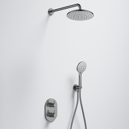 Flova Smart GoTurn Round Shower Pack With ABS Rainshower And Handshower Kit - Gun Metal - Envy Bathrooms Ltd