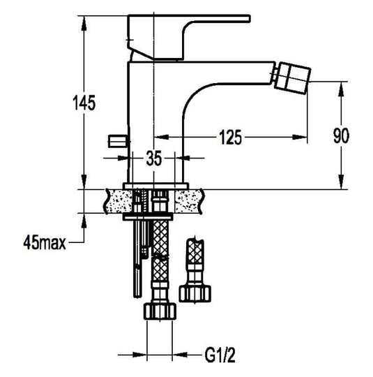 Flova Smart Mono Bidet Mixer Tap with Clicker Waste SMBID - Envy Bathrooms Ltd