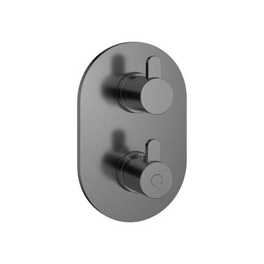 Flova SMART Round SmartBOX Finishing Set – Gun Metal - GM-SM-TRIM - Envy Bathrooms Ltd