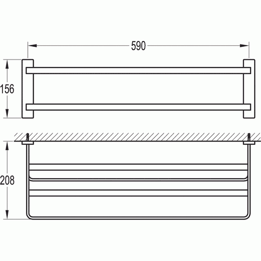 Flova Sofija 590mm Triple Bar Towel Shelf - Envy Bathrooms Ltd