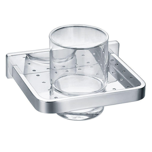 Flova Sofija Single Glass Tumbler with Chrome Holder - Envy Bathrooms Ltd