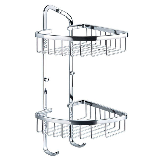 Flova Solid Brass Double Basket with Hooks - Envy Bathrooms Ltd