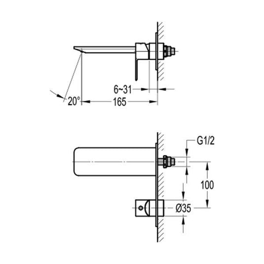 Flova Spring 2-Hole Concealed Basin Mixer Tap Finishing Set – Diamond Chrome - SR2HBAS-TRIM - Envy Bathrooms Ltd