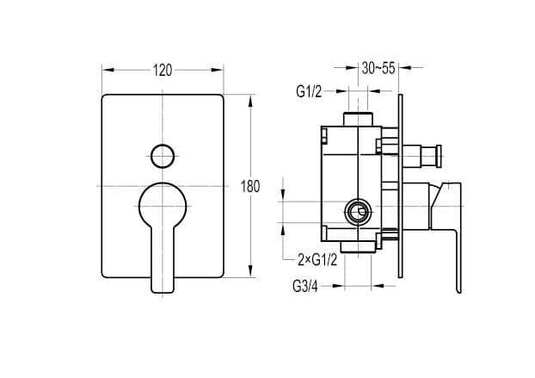 Flova Spring 2 Outlet Concealed Manual Mixer Valve with Easyfit SmartBOX SRSHVODIV - Envy Bathrooms Ltd