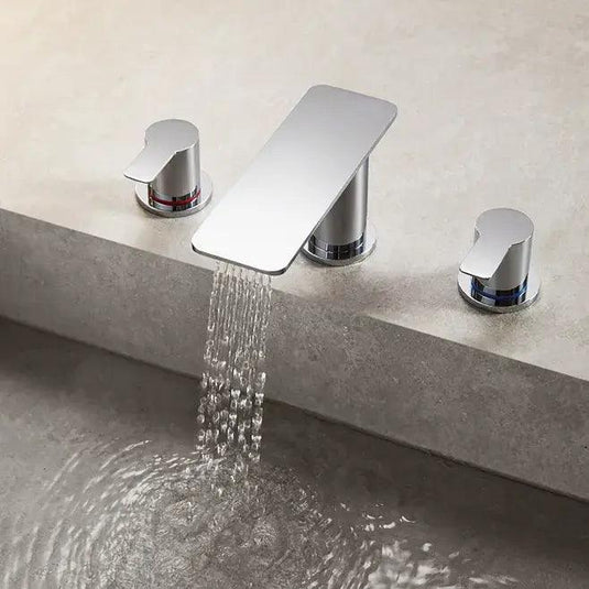 Flova Spring 3 Hole Basin Mixer Tap with Clicker Waste SR3HBAS - Envy Bathrooms Ltd