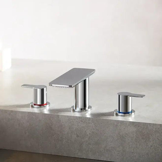 Flova Spring 3 Hole Basin Mixer Tap with Clicker Waste SR3HBAS - Envy Bathrooms Ltd