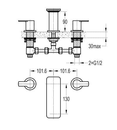 Flova Spring 3 Hole Basin Mixer Tap with Clicker Waste SR3HBAS - Envy Bathrooms Ltd