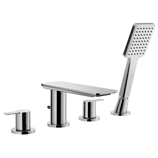 Flova Spring 4 Hole Deck Mounted Bath Shower Mixer Tap with Pull Out Handset SR4HBSM - Envy Bathrooms Ltd