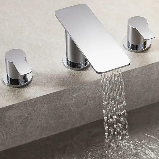 Flova Spring 4 Hole Deck Mounted Bath Shower Mixer Tap with Pull Out Handset SR4HBSM - Envy Bathrooms Ltd
