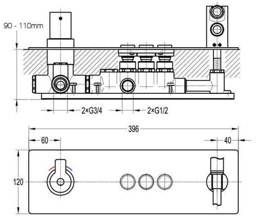 Flova Spring GoClick 3 Outlet Concealed Thermostatic Shower& Integral Handset Kit SRTHGO3-V - Envy Bathrooms Ltd