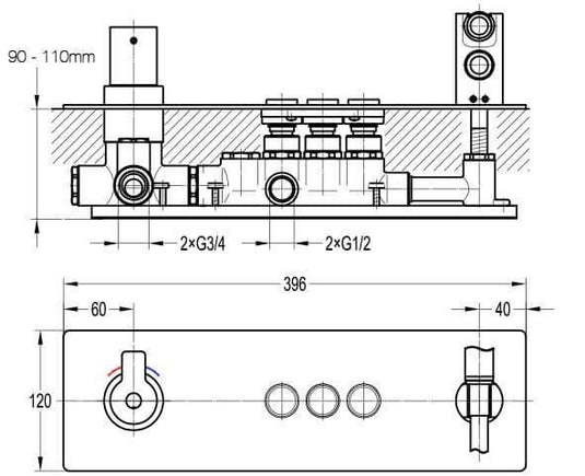 Flova Spring GoClick 3 Outlet Concealed Thermostatic Shower& Integral Handset Kit SRTHGO3-V - Envy Bathrooms Ltd