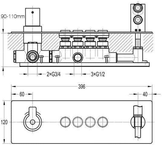 Flova Spring GoClick 4 Outlet Concealed Thermostatic Shower & Integral Handset Kit SRTHGO4-V - Envy Bathrooms Ltd