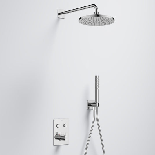 Flova Spring GoClick Square Shower Pack With Air-Mix Rainshower And Handshower Kit Diamond Chrome | SRGC2PK1 - Envy Bathrooms Ltd