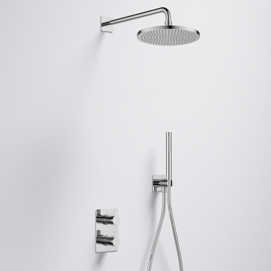 Flova Spring GoTurn Square Shower Pack with Air-Mix Rainshower and Handshower Kit Diamond Chrome | SRGT2PK2 - Envy Bathrooms Ltd