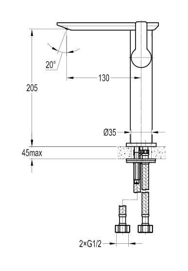 Flova Spring Tall Mono Basin Mixer Tap with Clicker Waste SRTBAS - Envy Bathrooms Ltd