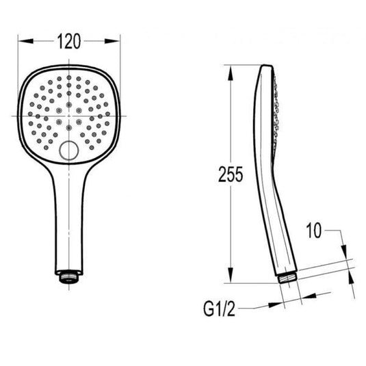 Flova Square ABS 3-Function Handshower - KI572 - Envy Bathrooms Ltd