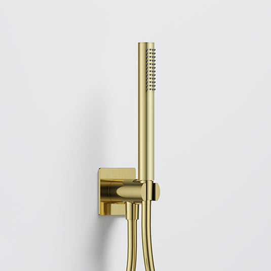 Flova Square Pencil Handshower Kit With Smooth Hose Brushed Brass | BRB-ANHSS-SQ-26 - Envy Bathrooms Ltd