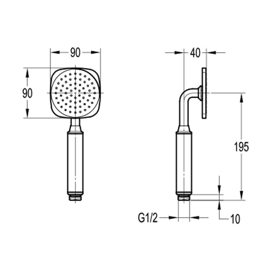 Flova Square Pressure Boost Handshower – Brushed Bronze - BRO-KI575B - Envy Bathrooms Ltd