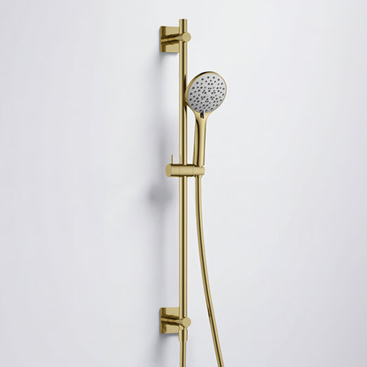 Flova Square Slide Rail Kit 5-Function Handshower Brushed Brass | BRB-LVSRWO-SQ - Envy Bathrooms Ltd