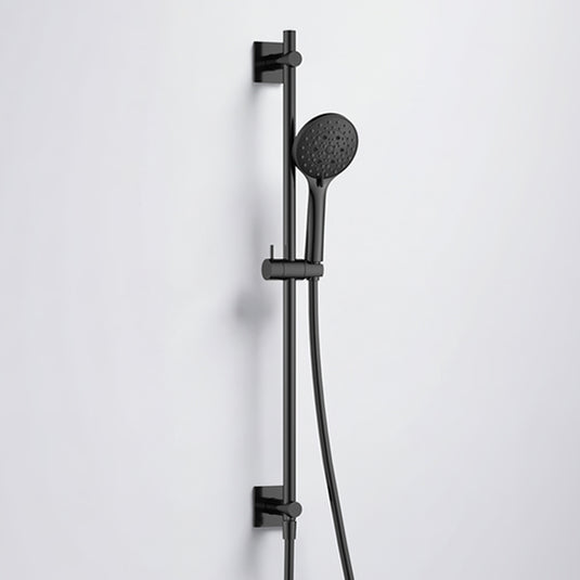 Flova Square Slide Rail With 5-Function Handshower Smooth Hose & Integral Wall Outlet Matt Black | MB-LVSRWO-SQ - Envy Bathrooms Ltd
