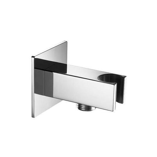 Flova Square Wall Outlet Elbow With Handset Holder – Diamond Chrome - KI7815 - Envy Bathrooms Ltd