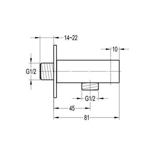 Flova Square Wall Outlet Elbow With Handset Holder – Diamond Chrome - KI7815 - Envy Bathrooms Ltd