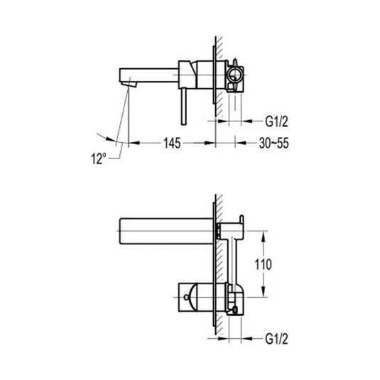 Flova STR8 2-Hole Concealed Basin Mixer Tap Finishing Set – Diamond Chrome - ST2HBAS-TRIM - Envy Bathrooms Ltd