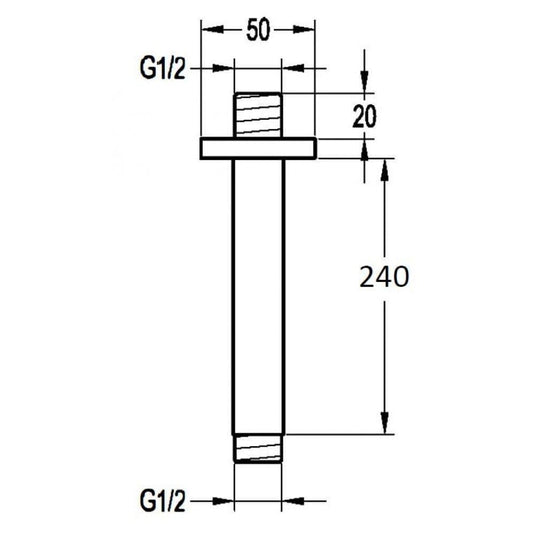 Flova STR8 240mm Ceiling Mounted Brass Shower Arm KI010A - Envy Bathrooms Ltd