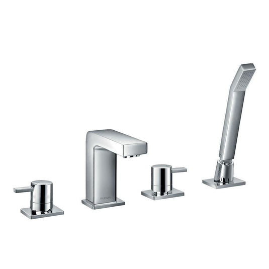 Flova STR8 4 Hole Deck Mounted Bath Shower Mixer Tap with Pull Out Handset ST4HBSM - Envy Bathrooms Ltd