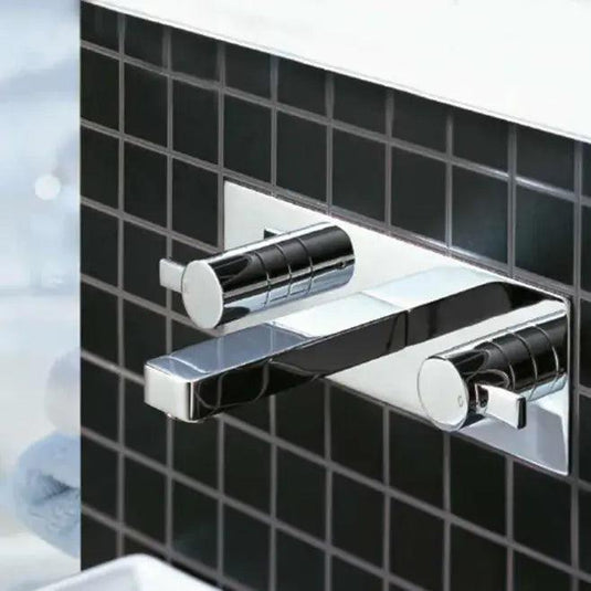 Flova STR8 Concealed Wall Mounted Double Lever Basin Mixer Tap with Clicker Waste ST3HWMBAS - Envy Bathrooms Ltd