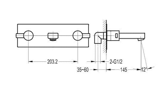 Flova STR8 Concealed Wall Mounted Double Lever Basin Mixer Tap with Clicker Waste ST3HWMBAS - Envy Bathrooms Ltd