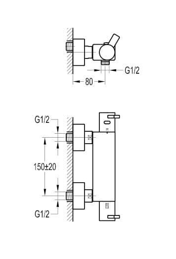 Flova STR8 Exposed Thermostatic Bar Shower Valve STTBV - Envy Bathrooms Ltd