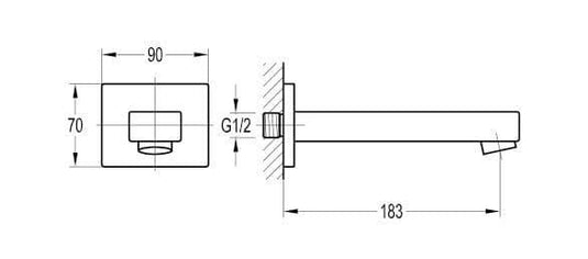 Flova STR8 Wall Mounted Bath Spout Tap STBAS/BFSPOUT - Envy Bathrooms Ltd