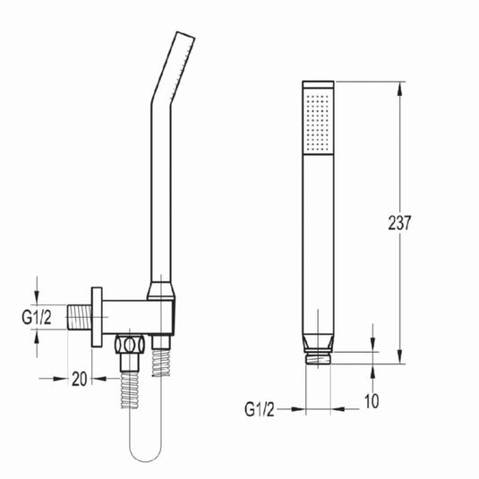 Flova STR8 Wall Mounted Mini Shower Set with Outlet Elbow STHSS - Envy Bathrooms Ltd