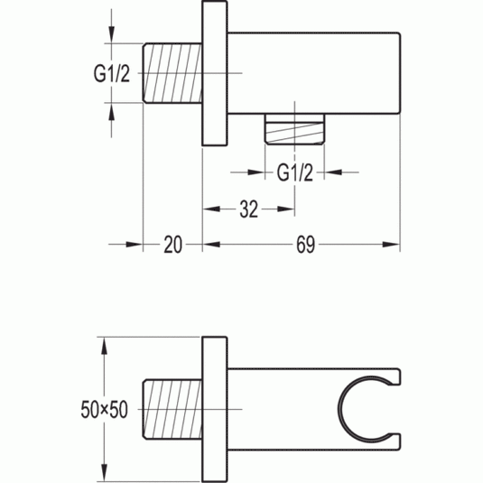Flova STR8 Wall Outlet Elbow with Handset Holder FVKI121A - Envy Bathrooms Ltd