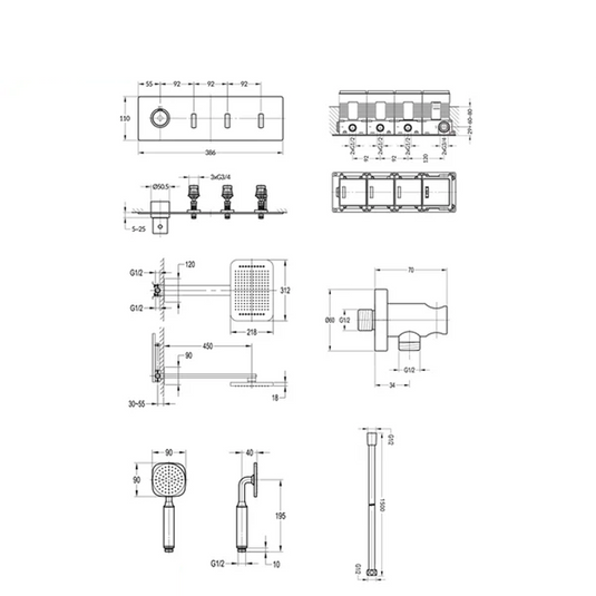Flova Stream 3-Outlet Shower Pack with GoSlide and Rainshower Diamond Chrome | STRGS3PK1 - Envy Bathrooms Ltd