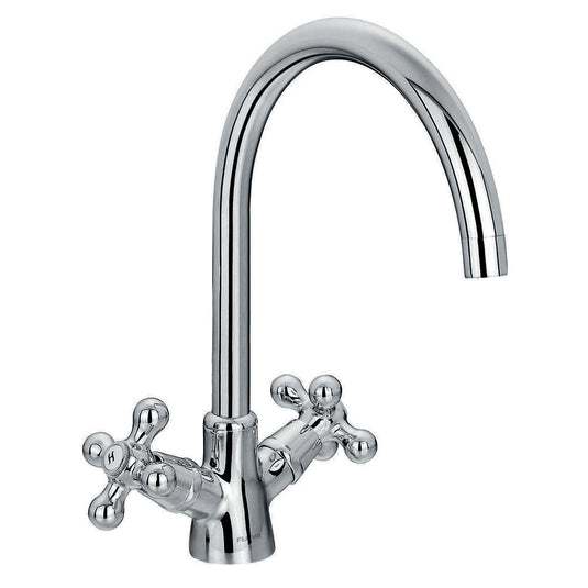 Flova Traditional Cross Handle Swivel Spout Kitchen Mixer - ELKITCH - Envy Bathrooms Ltd
