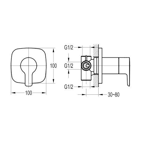 Flova Urban 3-Way Diverter Valve Only - UR4WDIV - Envy Bathrooms Ltd