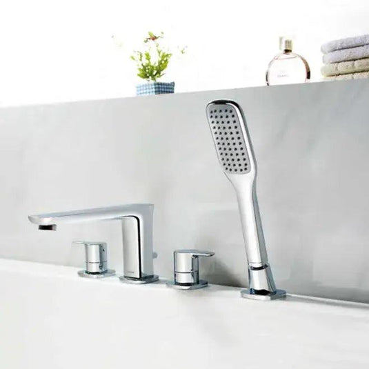 Flova Urban 4 Hole Deck Mounted Bath Shower Mixer Tap with Pull Out Handset UR4HBSM - Envy Bathrooms Ltd