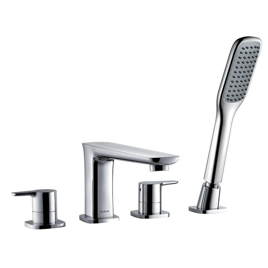 Flova Urban 4 Hole Deck Mounted Bath Shower Mixer Tap with Pull Out Handset UR4HBSM - Envy Bathrooms Ltd
