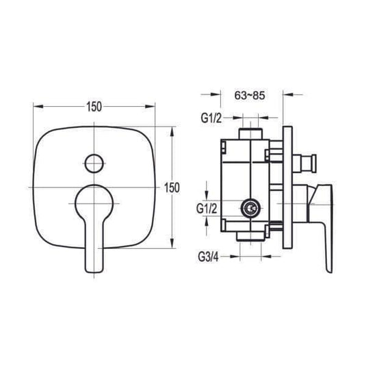 Flova Urban Concealed Manual Mixer Valve with 2-Way Diverter URSHVO/DIV - Envy Bathrooms Ltd