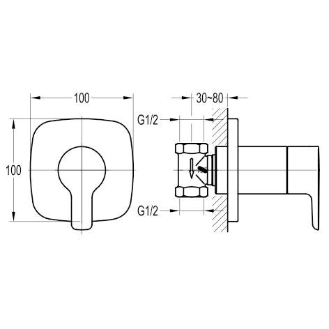 Flova Urban Concealed Shut Off Valve - URSV - Envy Bathrooms Ltd