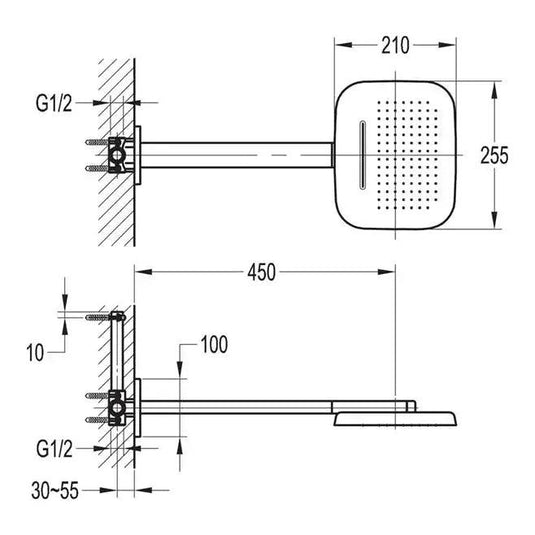 Flova Urban Dual Function Overhead Shower with Rain & Waterfall Spray KI017 - Envy Bathrooms Ltd