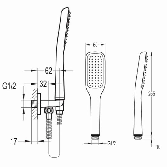 Flova Urban Mini Shower Kit with Wall Outlet Bracket, Handset & Hose URHSS - Envy Bathrooms Ltd