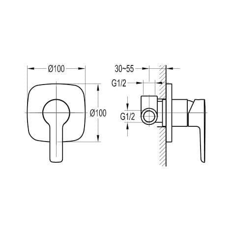 Flova Urban Single Outlet Concealed Manual Shower Valve - Envy Bathrooms Ltd